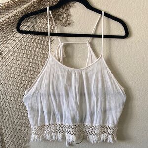 5/$10❤️❤️❤️Ivory White Crochet Trim Women's Top